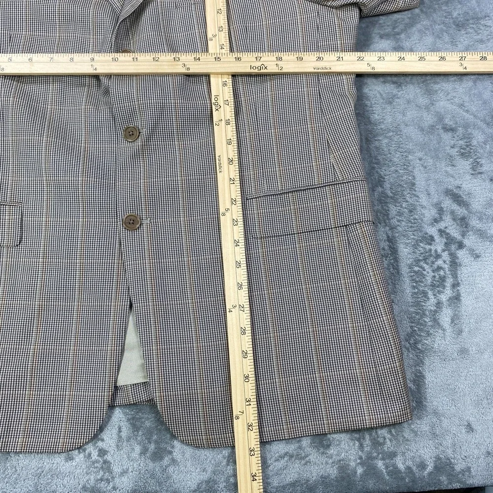 Daniel Cremieux Blazer Mens 44R 3 Button Wool Suit Jacket Windowpane Houndstooth